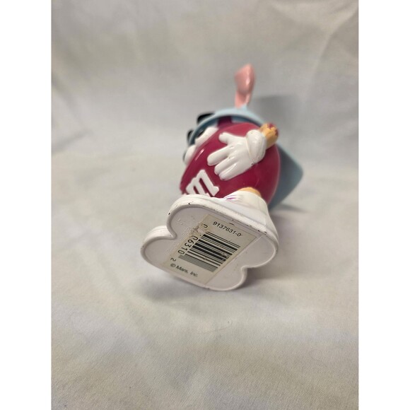 Vintage M & Ms Pink Mini Easter Candy Figure Container Blue Hat W/ Pink Bunny - Picture 6 of 6